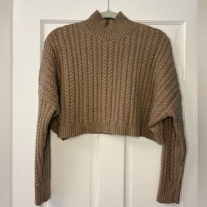 Cropped Tan Cable Knit Sweater from Banana Republic, Women’s Size XS